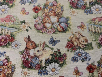 Gobelin nostalgische Osterhasen, Blossom Bunny Garden, Breite 140 cm